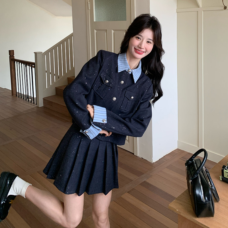 春装小香风连衣裙套装女2026年新款小个子高级感开春穿搭配一整套,女装套装/套裙,2C218