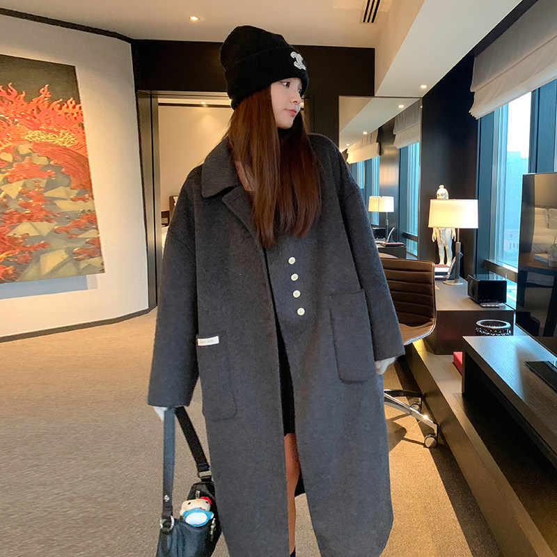 【新款】已出货有买家秀双面羊驼绒混色长毛大衣P260K388,女装毛呢外套,2C333