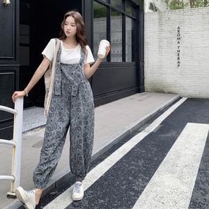 可调节印花背带裤女夏季2025新款韩系高级感小个子穿搭连体裤潮图片