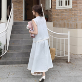 气质韩系百搭减龄2025夏季新款显瘦条纹无袖上衣半身裙，女装连衣裙，2C177