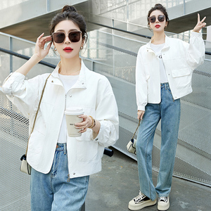 短外套女2025年秋季新款韩版宽松简约百搭小个子夹克短款上衣图片