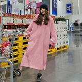 韩版时尚慵懒风卫衣连衣裙女2025春秋季新款宽松显瘦减龄连帽长裙，女装连衣裙，2C009