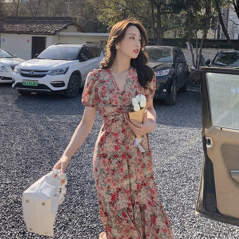 新款夏装碎花连衣裙057-5798-P105K168,女装连衣裙,2B080