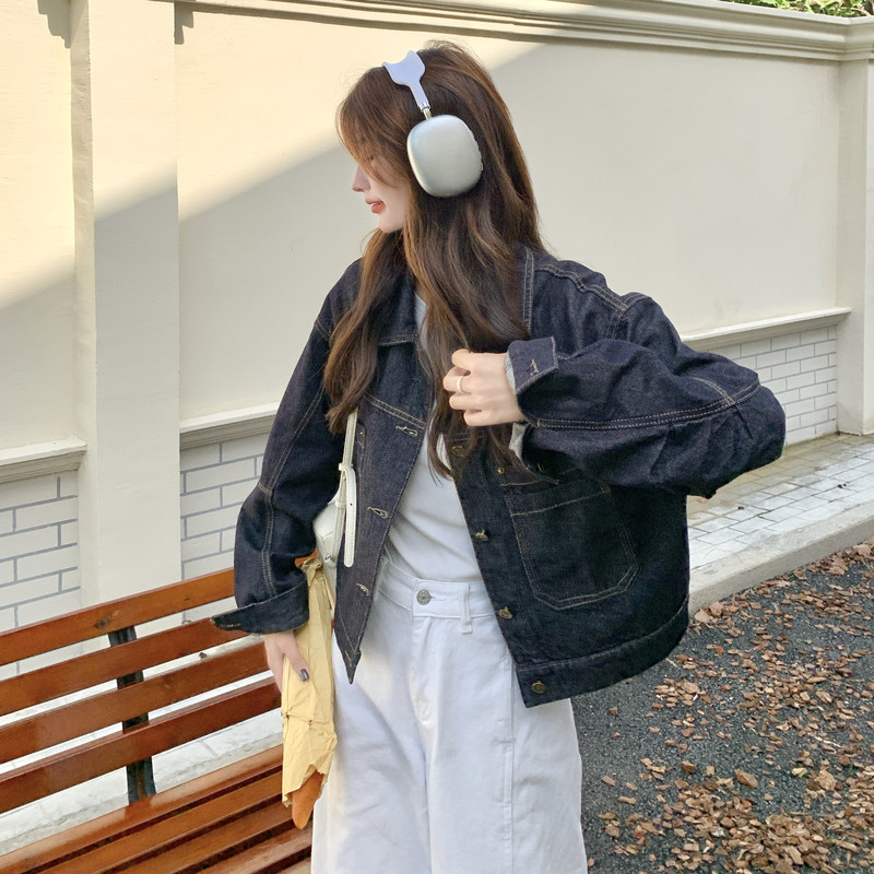 短款薄款透气休闲风翻领女短外套复古上衣秋季女装春秋短款时尚,女装短外套,安在秀