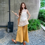 2025夏装新款风蝴蝶花纹大脚裤套装C299-P155-K218，女装套装/套裙，2C299
