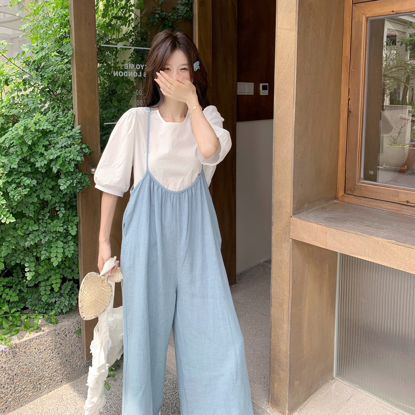 【新款有现货】复古学院风背带裤两件套2C327-8812-P160控238,女装套装/套裙,2C327
