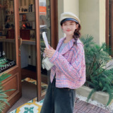 减龄紫色小香风外套女2025春秋季新款韩系减龄显瘦短款娃娃领上衣，女装短外套，2C137