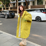 黄色韩系巫师帽羽绒服女冬季2024新款长款90白鸭绒宽松显瘦外套，女装羽绒服，2C137