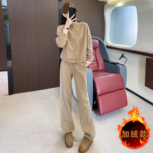 女秋冬时尚加绒加厚休闲运动套装图片