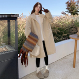 现货冬装新款时尚百搭加厚中长款皮毛一体外套2C135-6859P215K318，女装皮草，2C135
