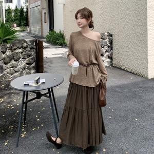 时尚盐系女神范套装裙女2025年秋季新款针织显瘦上衣半身裙两件套图片