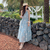 2025新款夏无袖设计感挂脖背心裙子法式温柔连衣裙女时尚洋气爆款，商品下架区，2C332