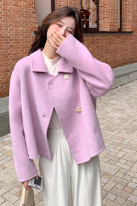 现货 24秋冬款小个子双面羊毛大衣女短款外套2C206-L17-P175-K278图片