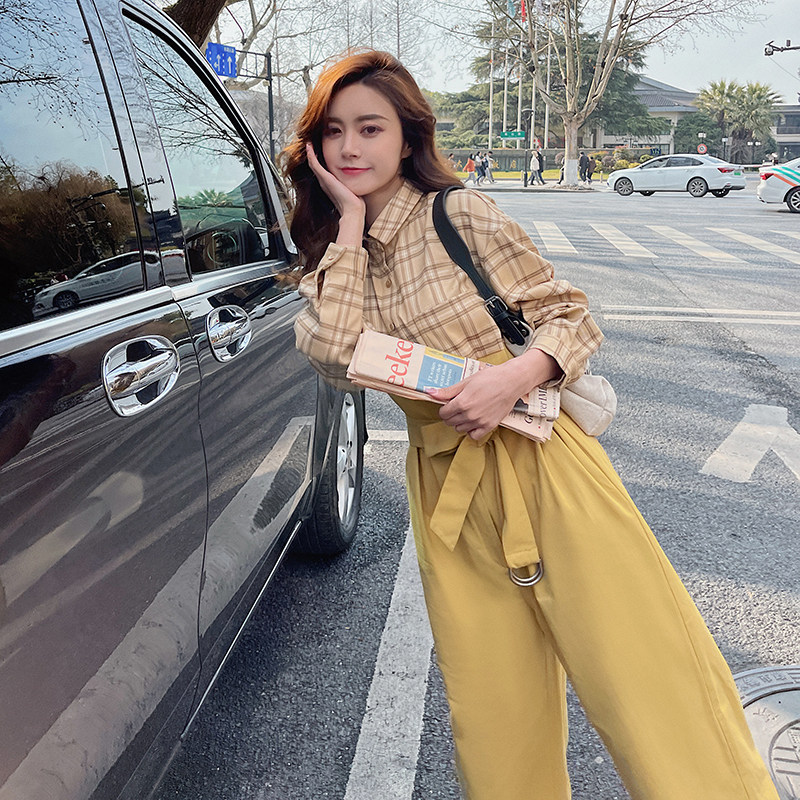 时尚拼接格子连体裤女春秋2025年新款别致设计感休闲连衣裤冬,女装连体裤,2C112