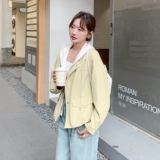 档口现货/连帽款撞色假两件蛋白皮PU皮衣外套2C233-903-P160-K258，女装皮衣，2C233