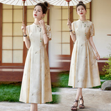 碎花改良旗袍连衣裙女2025年夏季新款新中式立领风裙子，女装连衣裙，维一诺（1D095）