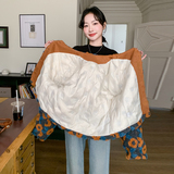 撞色立体花朵小香风羽绒服2024新款女冬独特好看小个子毛呢短外套，女装羽绒服，2C092