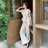 2025夏季新款时尚套装女阔腿裤两件套2C325-A8818P145K208，女装套装/套裙，2C325