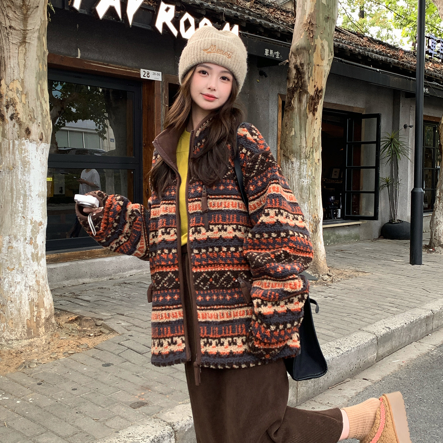 新品现货民族风加绒羊羔毛外套2C139-823-P175-K288,女装毛呢外套,2C139