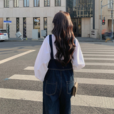 薄款复古牛仔背带裤套装女2025夏季新款韩版宽松减龄休闲两件套潮，女装套装/套裙，2C098