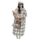 韩版格纹双面呢羊绒大衣女2025年秋冬季新款加厚显瘦羊毛呢子外套，女装毛呢外套，2C220