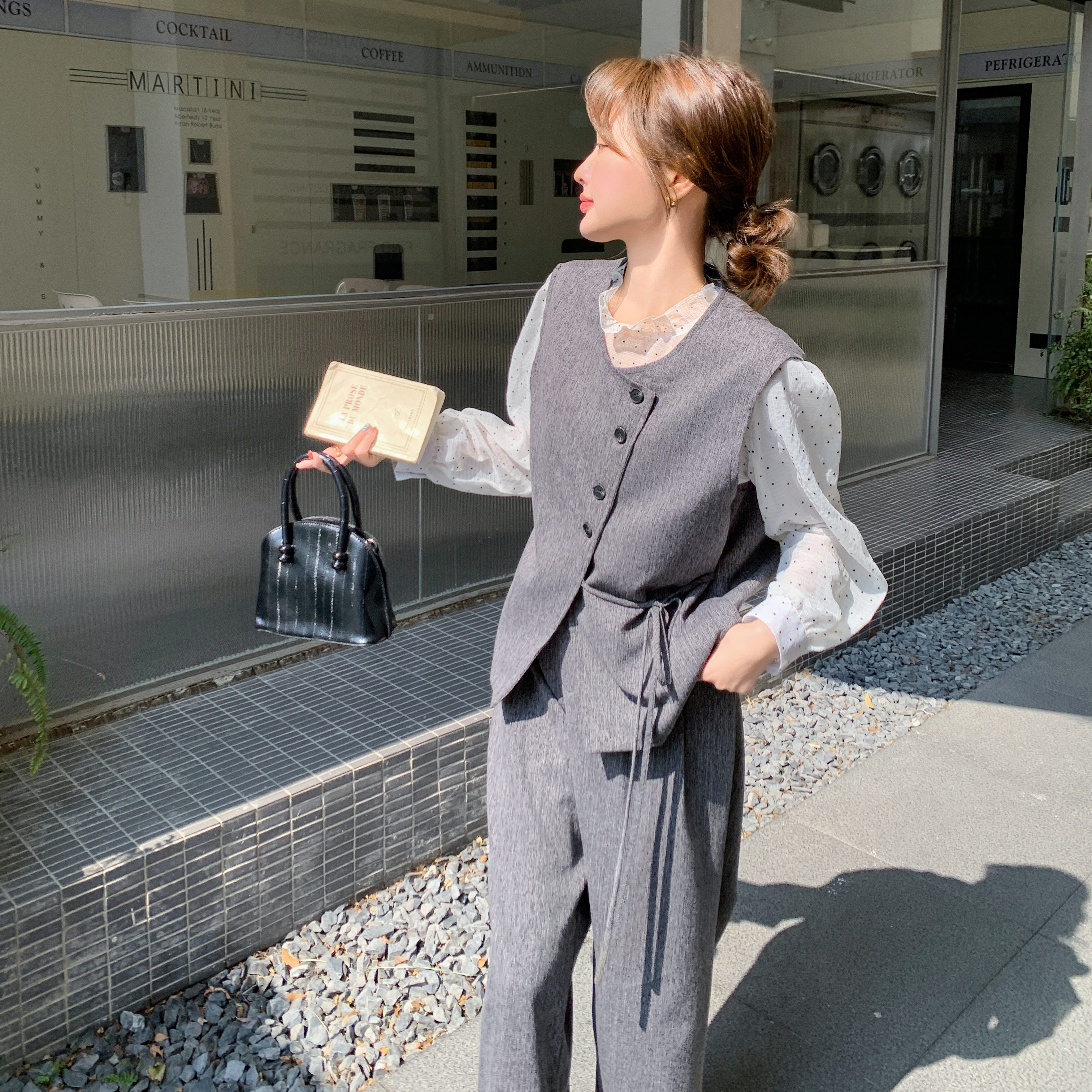 档口圆点衬衫西装马甲三件套2C068-1018P195K278,女装套装/套裙,2C068