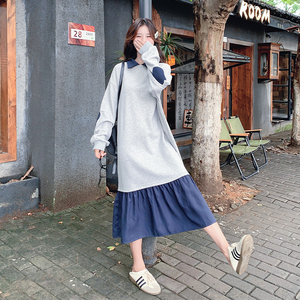 【现货】2026秋装 撞色拼接灰色连衣裙2C056-6807-P120控178图片