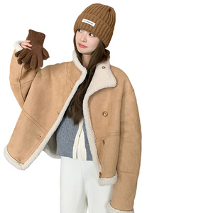 新款现货 牛皮绒皮毛一体两面穿机车服 P185 K278图片