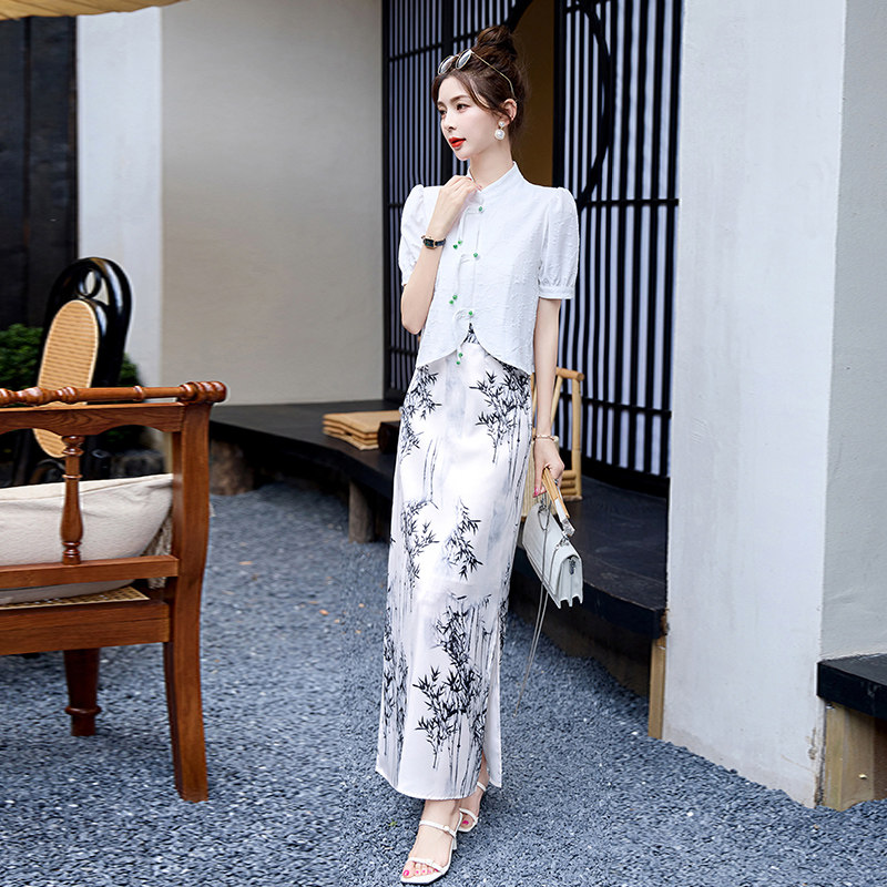 现货2025夏装新款时尚气质新中式套裙，女装套装/套裙，奕可儿,女装套装/套裙,奕可儿