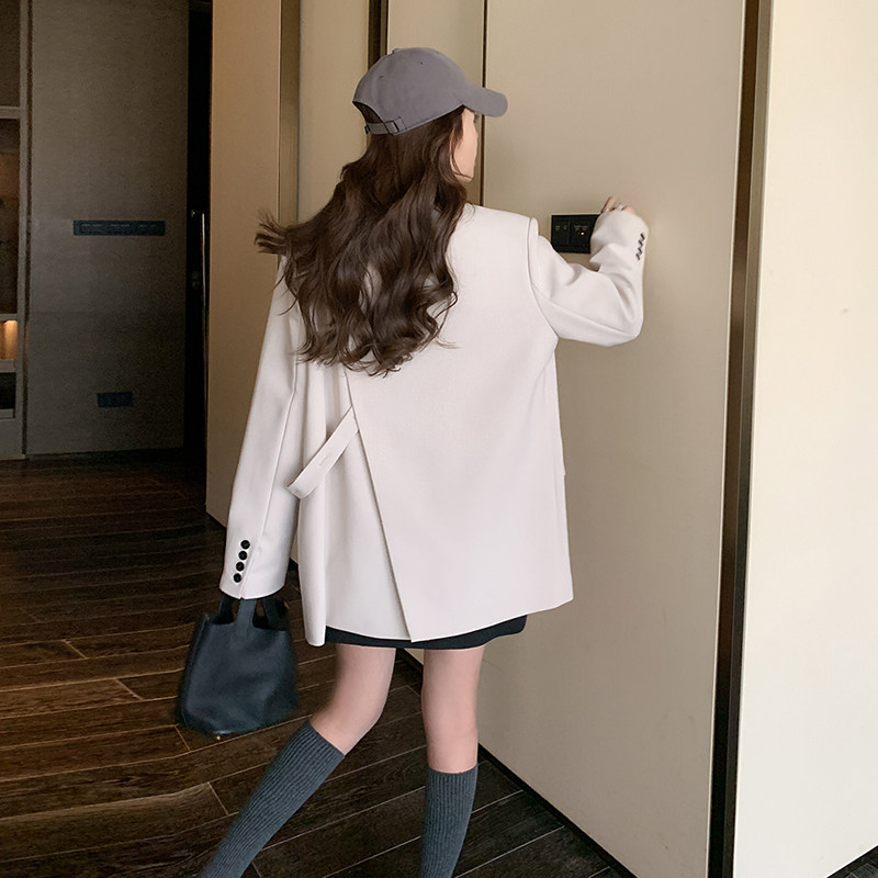 通勤风米白色西装外套女春秋西服上衣2025新款超火好看小众高级感，女装西装，2C196