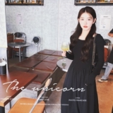 【】三季可卖墨色圆领V腰大摆连衣裙6655-P125控178，女装连衣裙，2C137