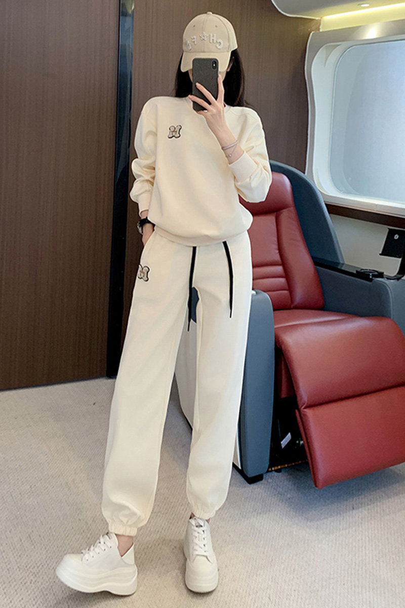 女秋季新款宽松圆领卫衣束脚裤两件套,女装套装/套裙,2C310