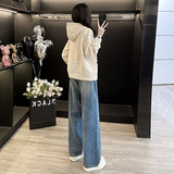 小众彩虹条纹针织衫牛仔裤两件套，女装套装/套裙，2C310