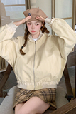 现货25春装新款棒球服外套女蕾丝拼接1C086-718-P175-K265，女装短外套，2D044