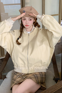 现货25春装新款棒球服外套女蕾丝拼接1C086-718-P175-K265图片