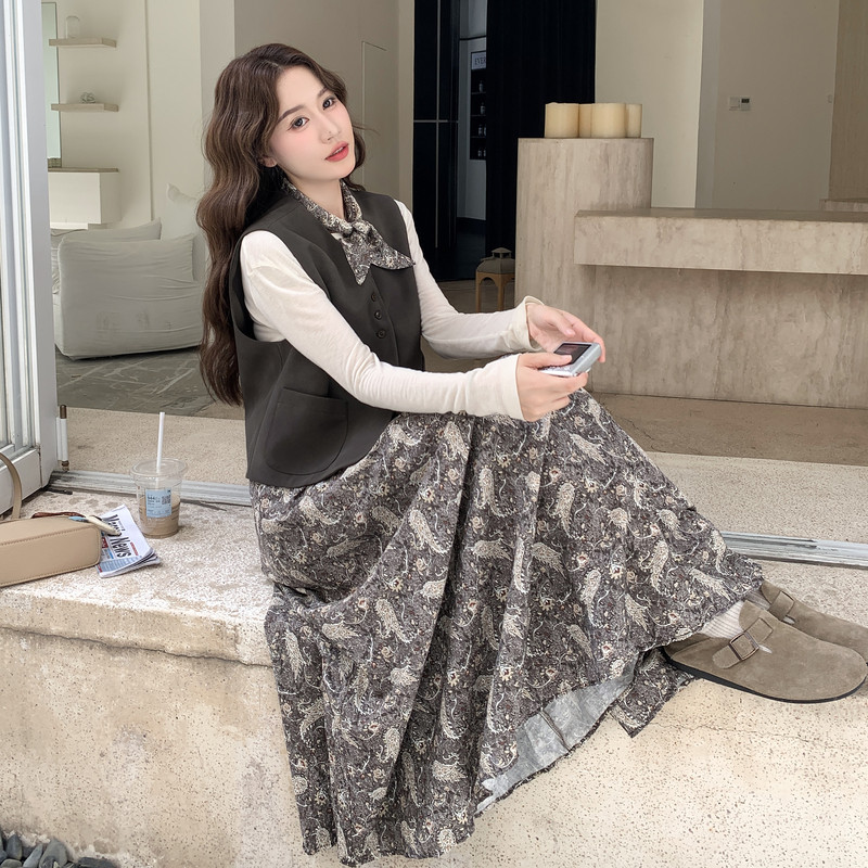 秋装新款现货皮马甲两件套套裙2C271-9537-P175K238,女装套装/套裙,2C271