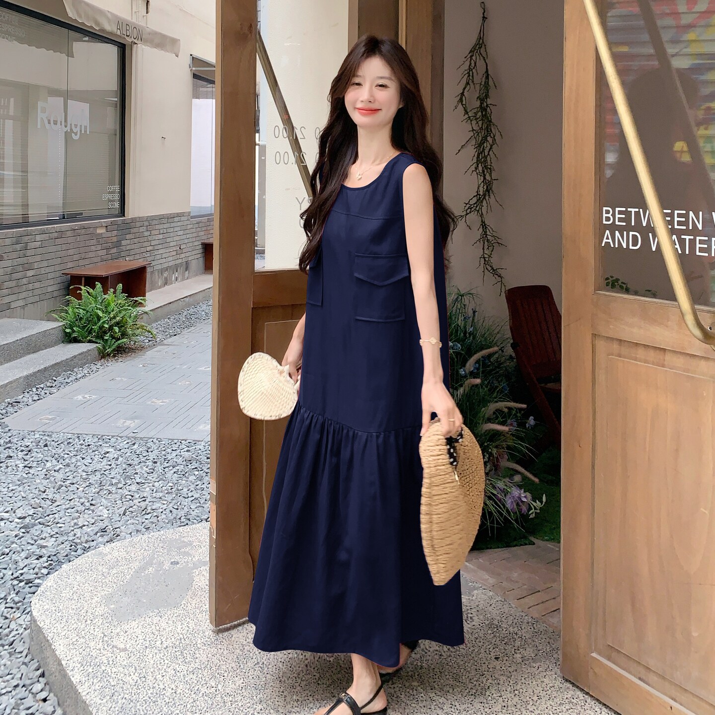 【现货】法式赫本风亚麻连衣裙2C327-8811-P155控228图片