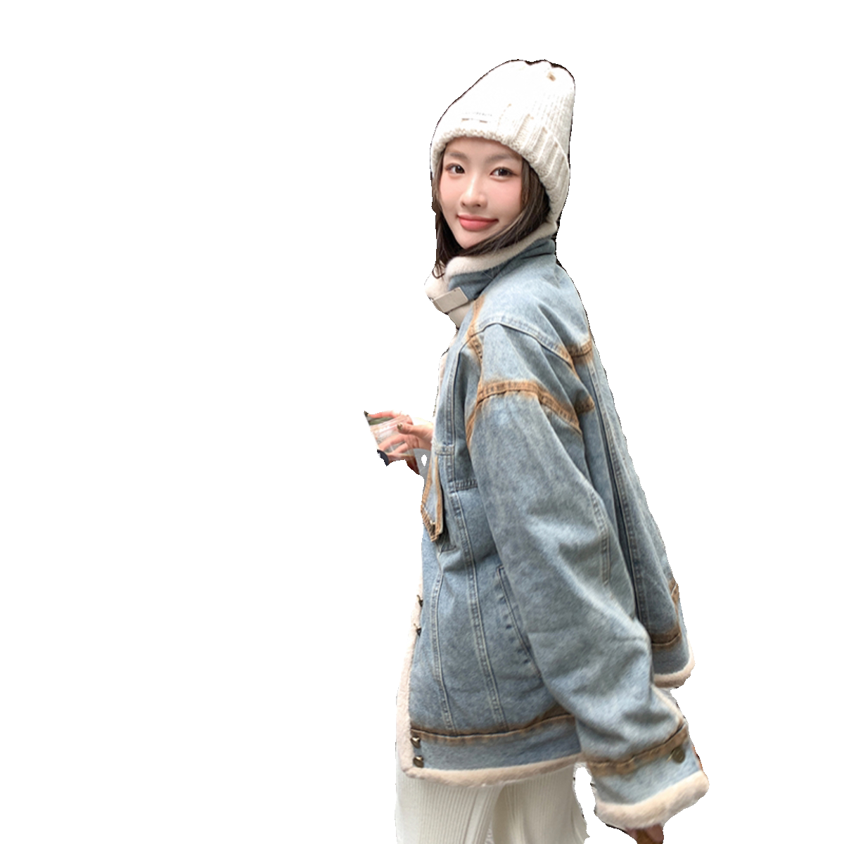 【现货】羊羔毛加绒牛仔衣女秋冬宽松加厚短外套3075-P195-K268,女装短外套,2C166