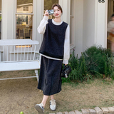 高级感马甲背心花边领泡泡袖衬衫三件套女春季高腰韩系大摆裙套装，女装套装/套裙，2C166