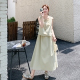法式气质简约风套装女2025夏季新款时尚减龄系带背心半身裙两件套，女装套装/套裙，2C166