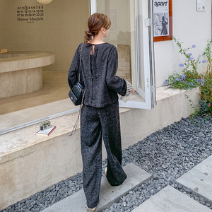 深灰色小香风套装韩系松弛感气质一整套阔腿裤6061P135k198图片
