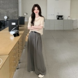 韩系休闲气质套装女2025夏季新款氛围感针织镂空上衣阔腿裤三件套，女装套装/套裙，2C135
