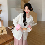 新中式印花国风外套女春季2025新款撞色减龄气质宽松百搭绝美上衣，女装短外套，2C320