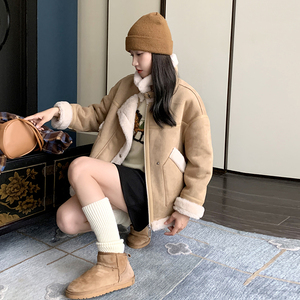 [现货] 秋冬新款 女麂皮绒皮毛一体羊羔毛外套女P190 K288图片