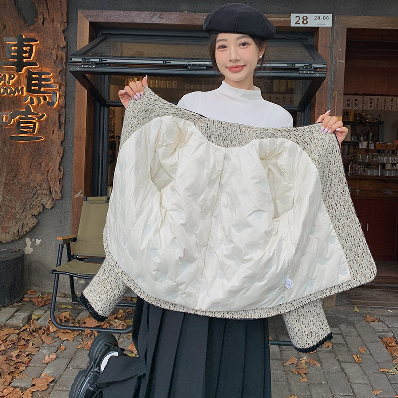 粗花呢小香风外套女2024春秋新款高级感韩版小个子别致漂亮短上衣,女装羽绒服,2C057