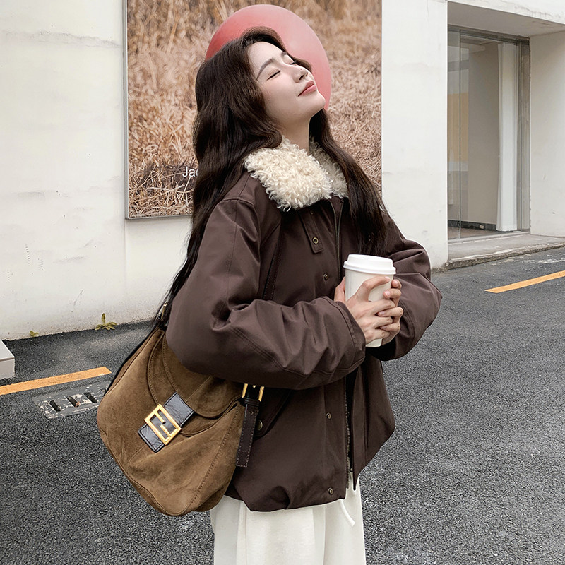 新款咖色立领棉服2C122-5115-P185-K268,女装棉衣/棉服,2C122