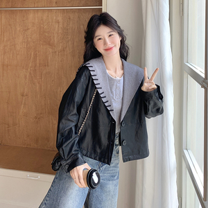 连帽短款外套女早春秋2025新款短款小个子miu系甜美夹克上衣图片