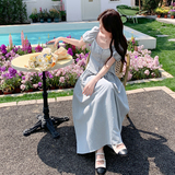 高级感小众蓝色套装裙女2025年夏季韩系显瘦上衣半身裙减龄两件套，女装套装/套裙，2C212
