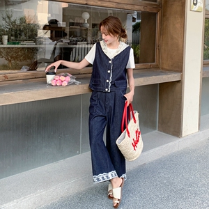波西米亚风仙女风性感风时尚套装春秋连体新复古风显瘦小个子牛仔图片