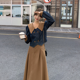 新款现货2025新款牛仔马甲+半身裙套C057-2358-P165-k218，女装套装/套裙，2C057